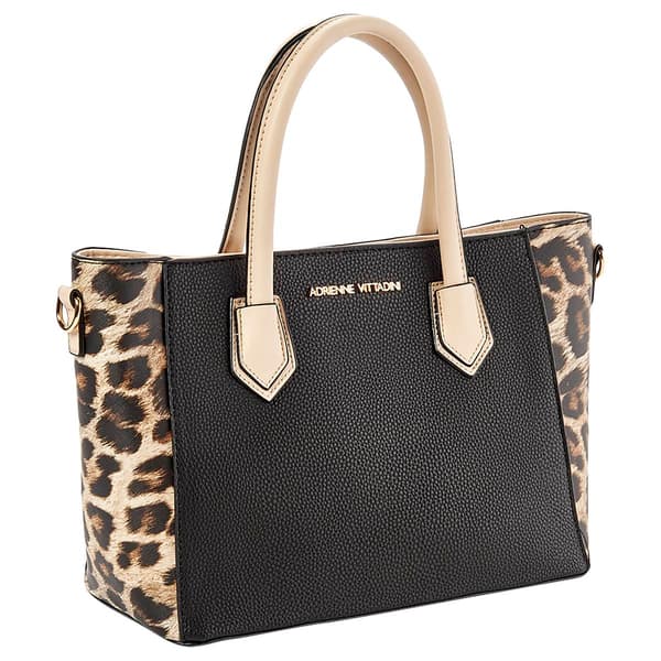 Adrienne Vittadini Leopard & Black Pebble Satchel