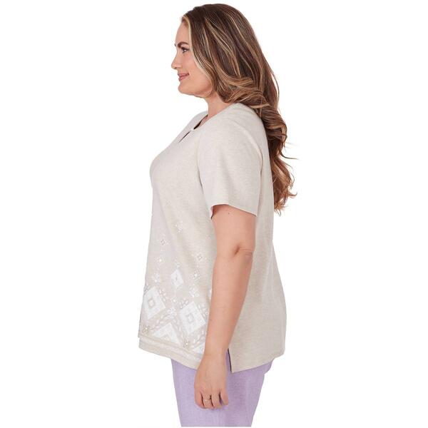 Plus Size Alfred Dunner Garden Party Embroider Diamond Border Tee