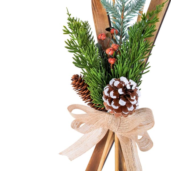 National Tree 17in. Holiday Skis Floral Wall Hanging Décor