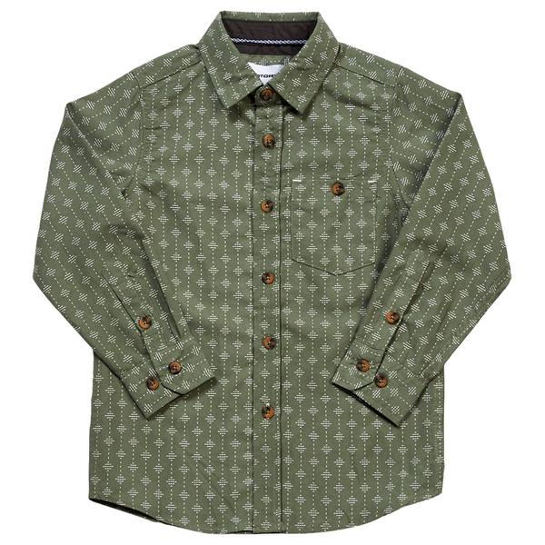 Boys (4-7) Distortion Long Sleeve Button Down Shirt - Sea Spray - image 