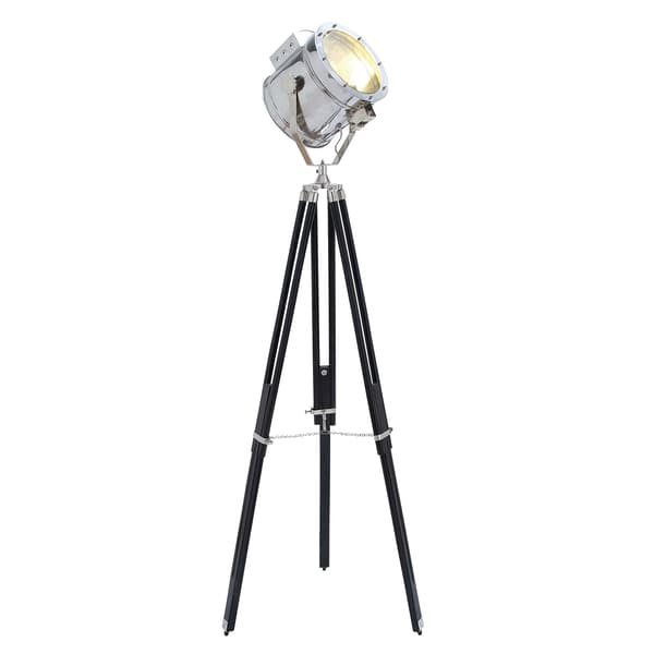 9th & Pike&#40;R&#41; Black Wood Industrial Floor Lamp