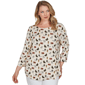 Plus Size Emaline Key Items 3/4 Sleeve Boat Neck All Over Dog Tee - image 1