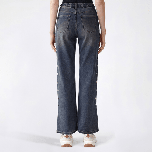 Juniors Madden Girl Mid Rise Elastic Back Grommet Jeans