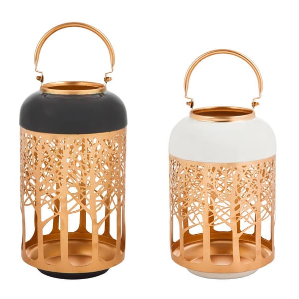 Evergreen Lasercut Metal Lanterns - Set of 2