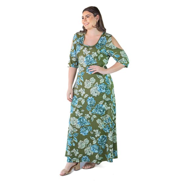 Plus Size 24/7 Comfort Apparel Floral Maxi Dress
