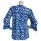 Womens Absolutely Famous 3/4 Sleeve Ikat V-Neck Button Blouse - image 2
