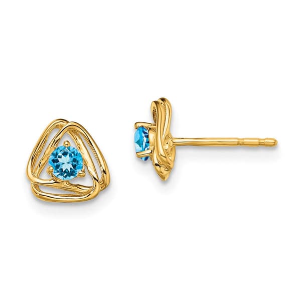 Gemstone Classics&#40;tm&#41; 14kt. Yellow Gold Blue Topaz Stud Earrings - image 