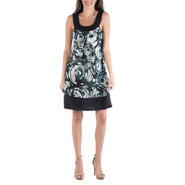 Womens 24/7 Comfort Apparel Colorblock Swirl Fit & Flare Dress - image 