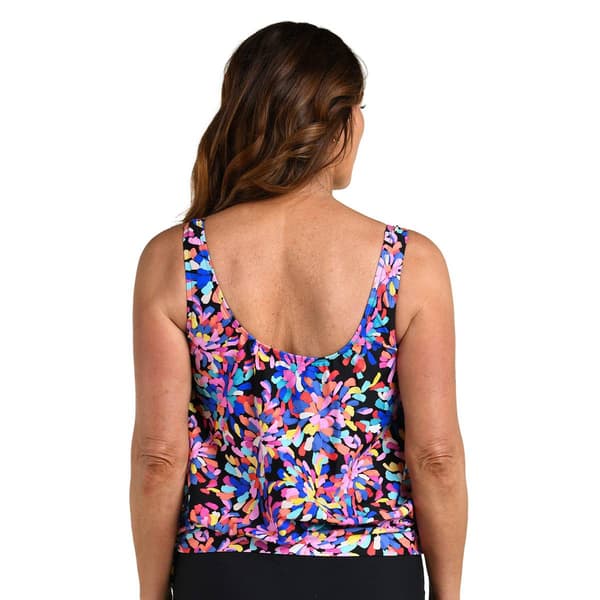 Womens Maxine Make A Splash Abstract Blouson Tankini Swim Top