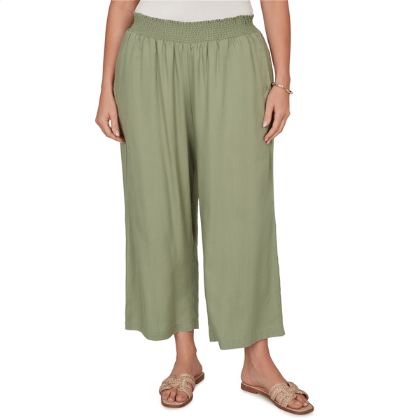 Women''s Ruby Rd. Seas The Day Smocked Waist Cropped Pull On Pant - image 