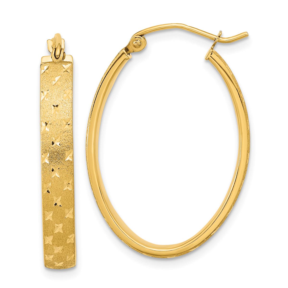 Gold Classics™ 14kt. Satin Diamond Cut Hoop Earrings