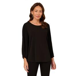 Womens Adrianna Papell 3/4 Sleeve Pleated Solid Knit Top