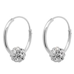 Marsala Sterling Silver Crystal Ball Hoop Earrings