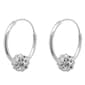 Marsala Sterling Silver Crystal Ball Hoop Earrings - image 1