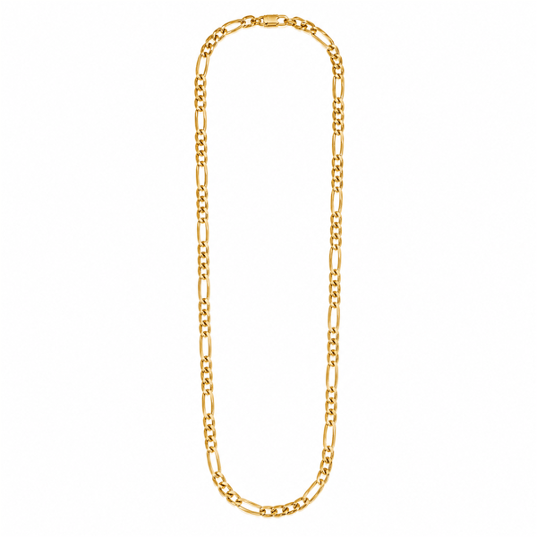 Mens Iron Saints Diamond Cut Figaro Link 18kt. Gold-Tone Necklace - image 