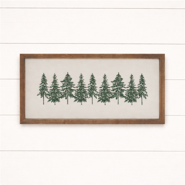 Melrose 16in. Embroidered Pine Tree Framed Wall Art