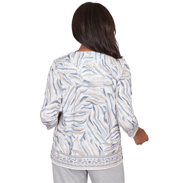 Petite Alfred Dunner Comfort & Joy Square Neck Abstract Blouse