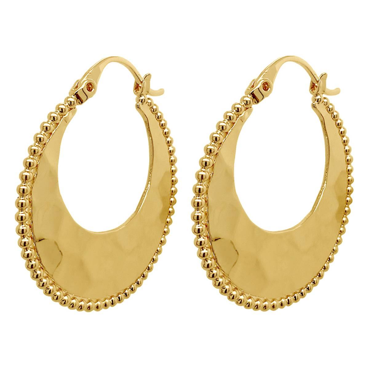 Marsala 14kt. Gold Plated Beaded Edge Hoop Earrings