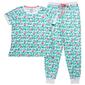 Juniors Pillow Talk Short Sleeve Tropical Flamingos Pajama Set - image 1