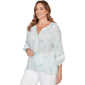 Plus Size Ruby Rd. Renaissance Romance 3/4 Sleeve Floral Blouse - image 2