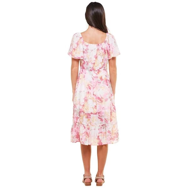 Womens Luxology Short Sleeve Ruffle Hem Midi Dress