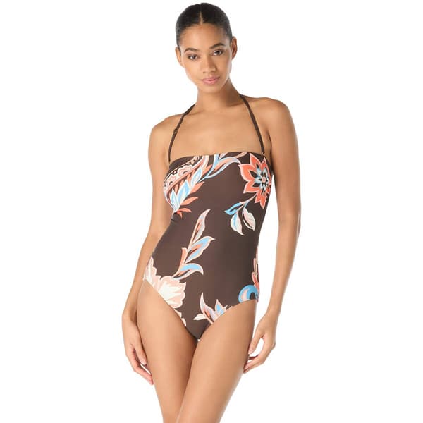 Womens Vince Camuto Floral Bandeau One Piece Swimsuit