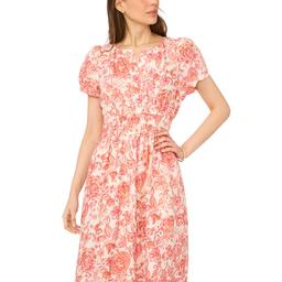 Womens Cece Short Puff Sleeve Poplin Floral Maxi Dress