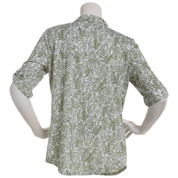 Petite Emily Daniels Short Sleeve One Pocket Blouse-Oil Green