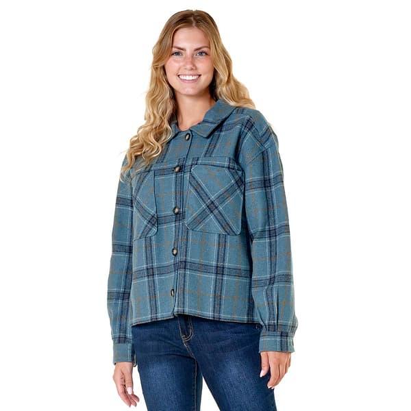 Plus Size Architect&#40;R&#41; Long Sleeve Flannel Plaid Cropped Shacket