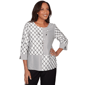 Womens Alfred Dunner Crowd Pleaser Spliced Diamond Textured Top - image 1