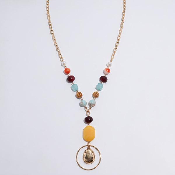 Ashley Cooper(tm) Multi-Color Bead/Teardrop/Ring Drop Link Necklace - image 