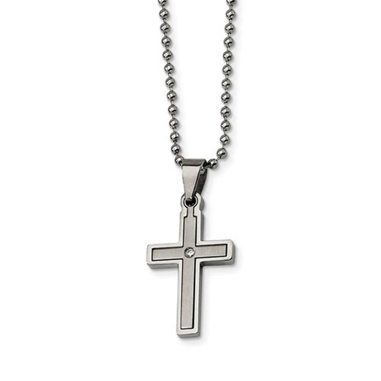 Mens Gentlemens Classics(tm) Diamond Accent Cross Necklace