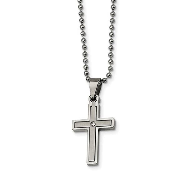 Mens Gentlemens Classics&#40;tm&#41; Diamond Accent Cross Necklace - image 