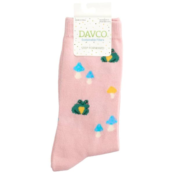 Womens Davco(R) Frog & Mushroom Crew Socks