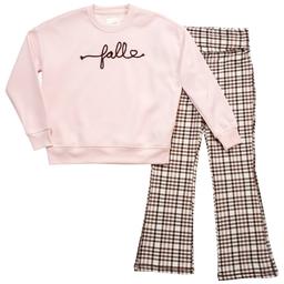 Girls (7-16)No Comment Hello Fall Crew w/Foldover Flared Leggings