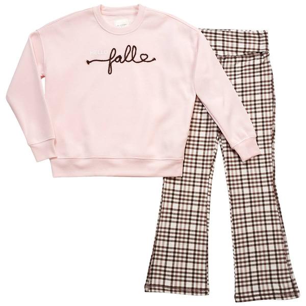 Girls (7-16)No Comment Hello Fall Crew w/Foldover Flared Leggings