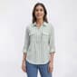Womens Cure Roll Tab Sleeve 1/4 Zip Stripe Blouse - image 1