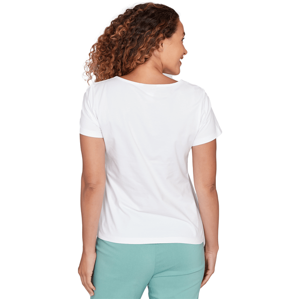 Womens Hearts of Palm Fresh Start Short Sleeve Split Neck Blouse