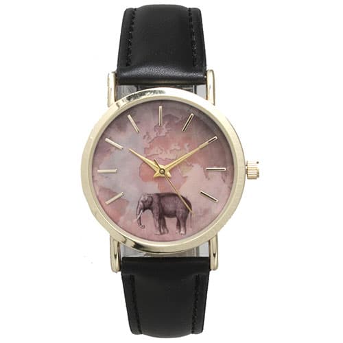 Womens Olivia Pratt Elephant Leather Watch - 16249BLACK - image 