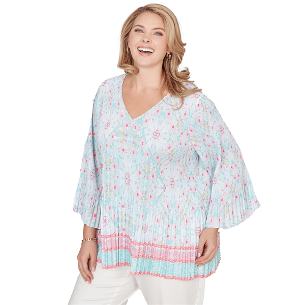Plus Size Ruby Rd. Renaissance Romance 3/4 Bell Sleeve Blouse