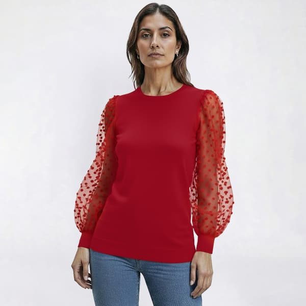 Womens Adrianna Papell Long Cuff Sleeve Big Clip Dot Sweater