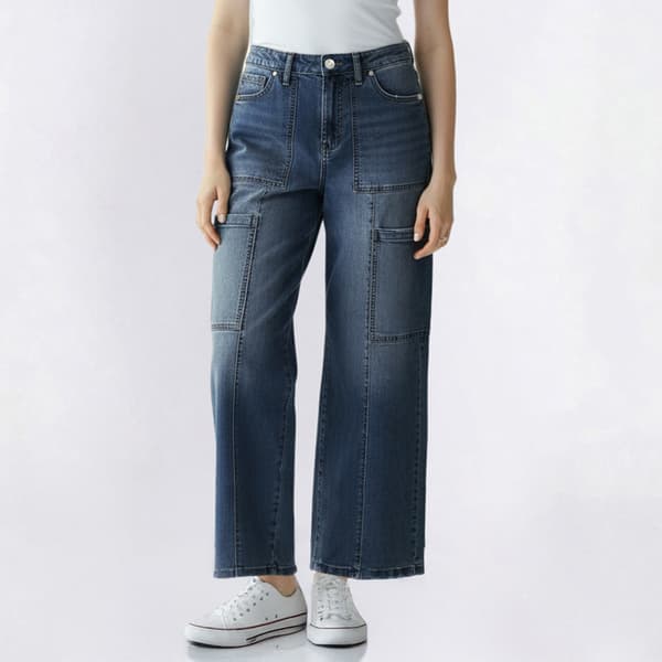 Juniors Celebrity Pink Mid Rise Wide Leg Cargo Jeans