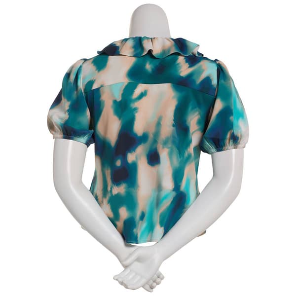 Womnes Nicole Miller Short Tulip Sleeve Smudge Blouse