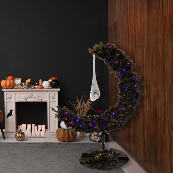 National Tree 6ft. Pre-Lit Halloween Black Moon Shape Tree