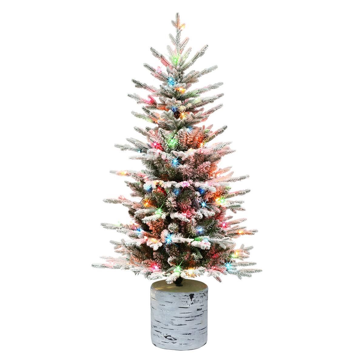 Puleo International 4.5ft. Pre-Lit Potted Flocked Arctic Fir Tree
