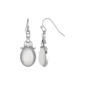 1928 Jewelry Silver-Tone Cat Eye Oval Drop Earrings - image 1