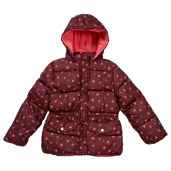 Girls (4-6x) Pink Platinum(R) Ditsy Puffer Jacket - image 