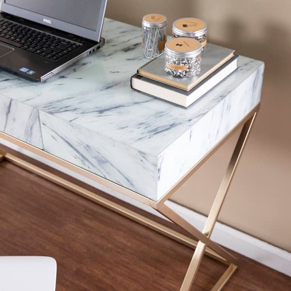 Southern Enterprises Kamblemore Faux Marble Writing Desk