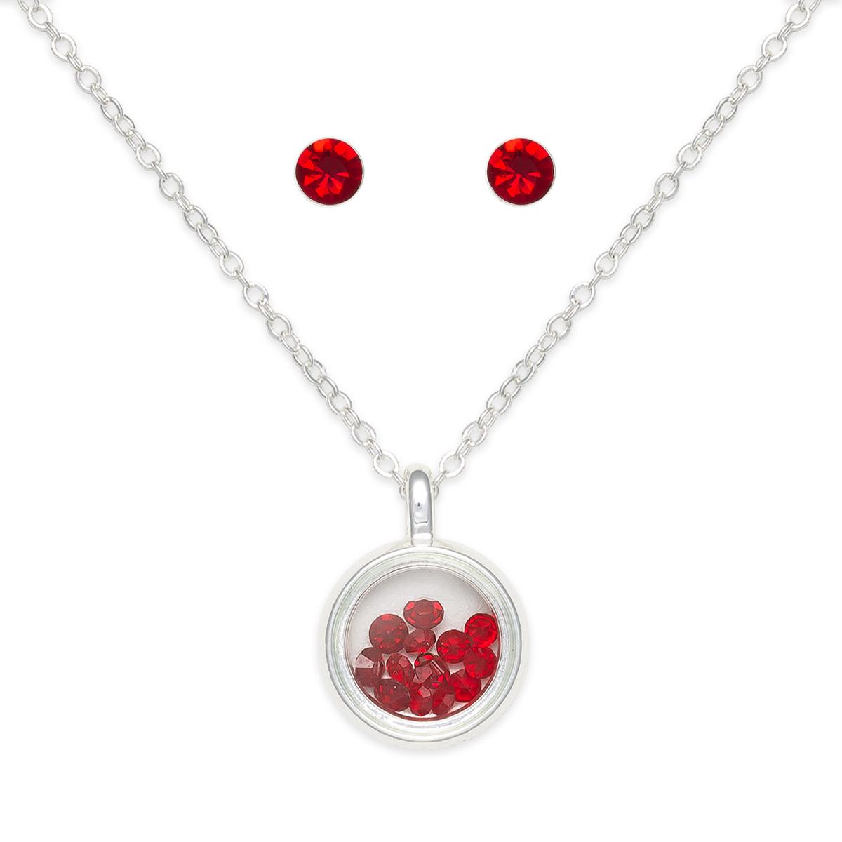 January Birthstone Shaker Necklace & Earrings Set