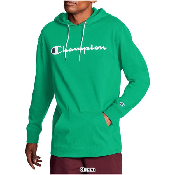 Mens Champion Mid-Weight Jersey Knit Pullover Logo Hoodie
